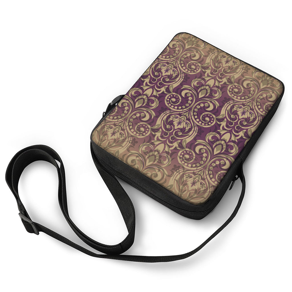 Vintage Western Damask Floral Print Rectangular Crossbody Bag