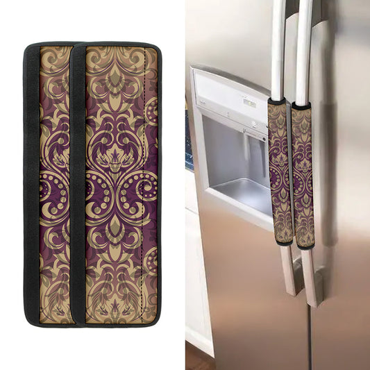 Vintage Western Damask Floral Print Refrigerator Handle Covers