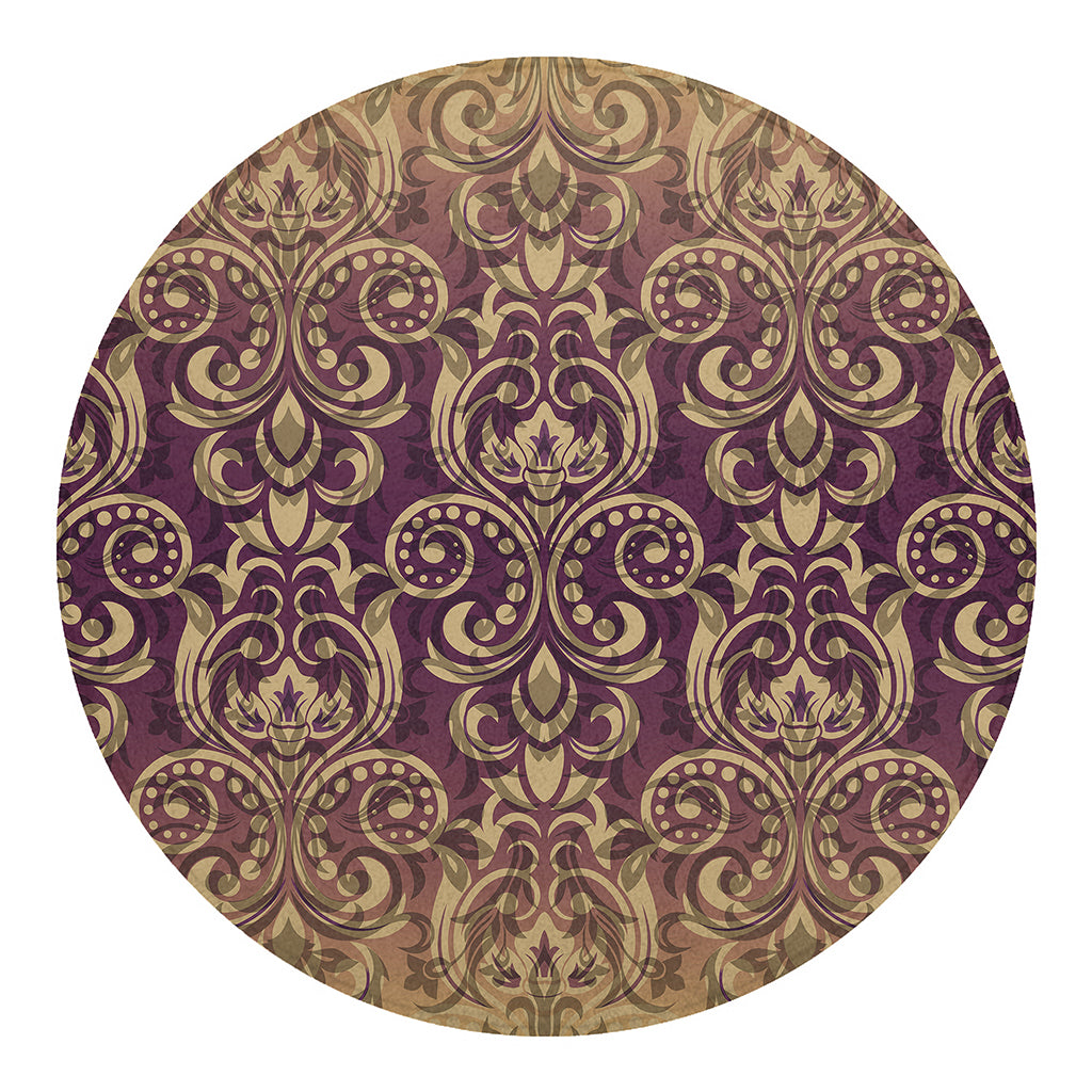 Vintage Western Damask Floral Print Round Blanket