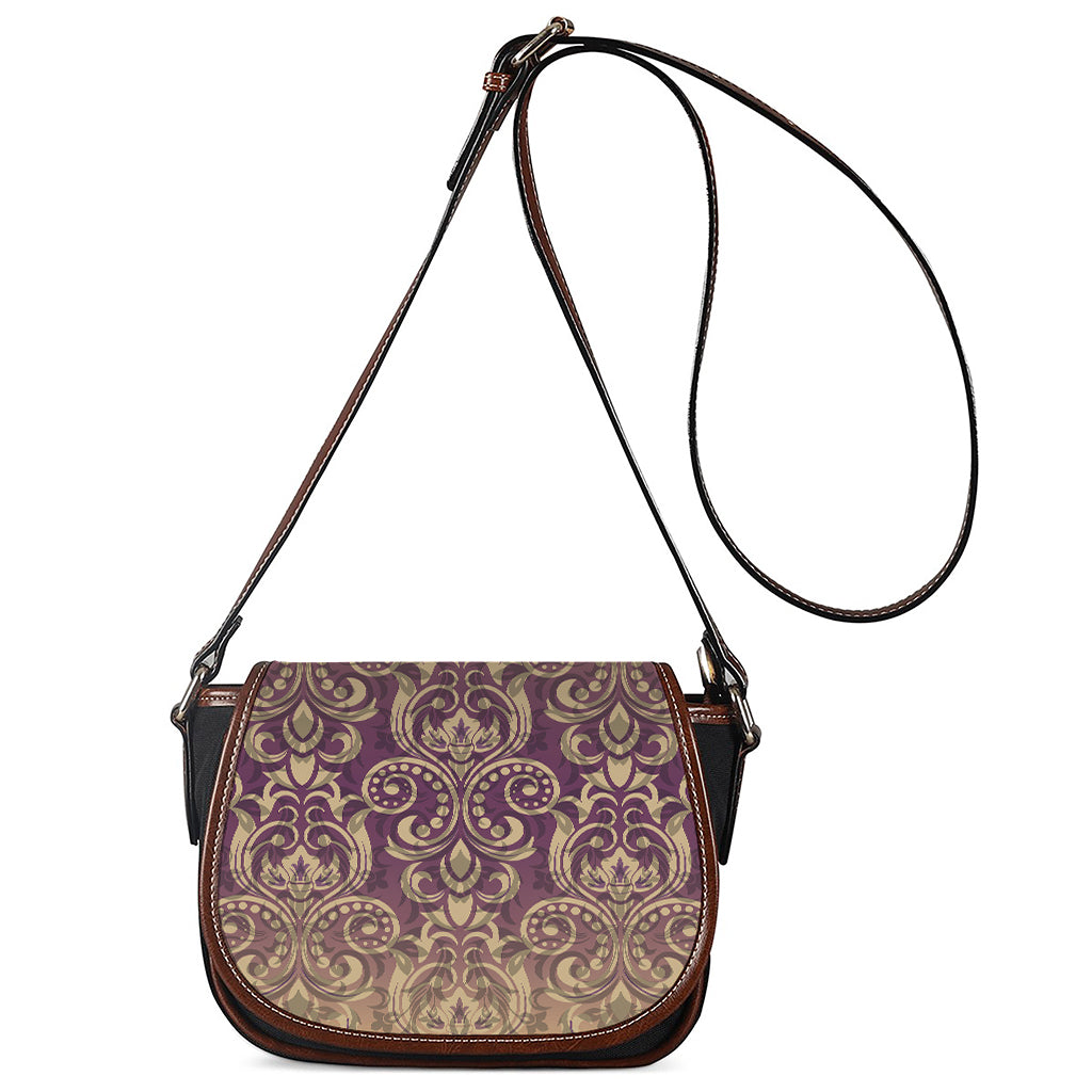 Vintage Western Damask Floral Print Saddle Bag