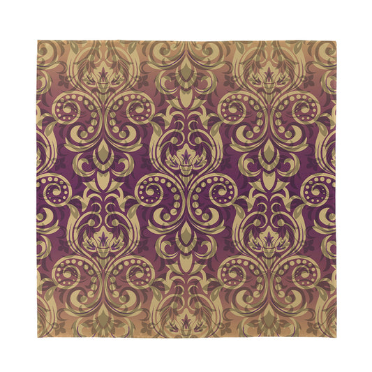 Vintage Western Damask Floral Print Silk Bandana