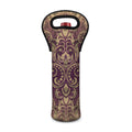 Vintage Western Damask Floral Print Single Neoprene Wine Tote