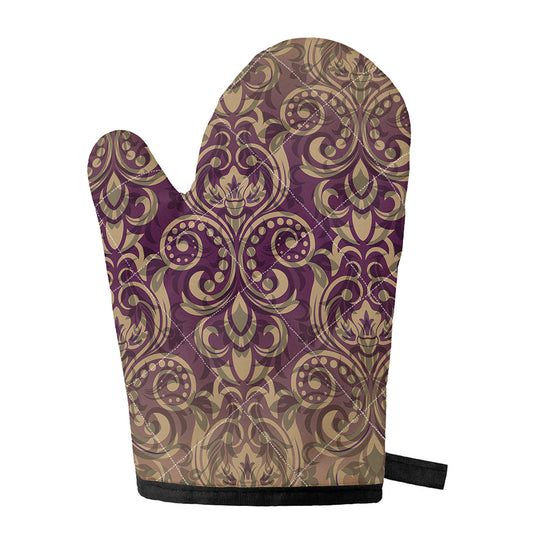 Vintage Western Damask Floral Print Single Oven Mitt