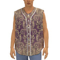 Vintage Western Damask Floral Print Sleeveless Baseball Jersey