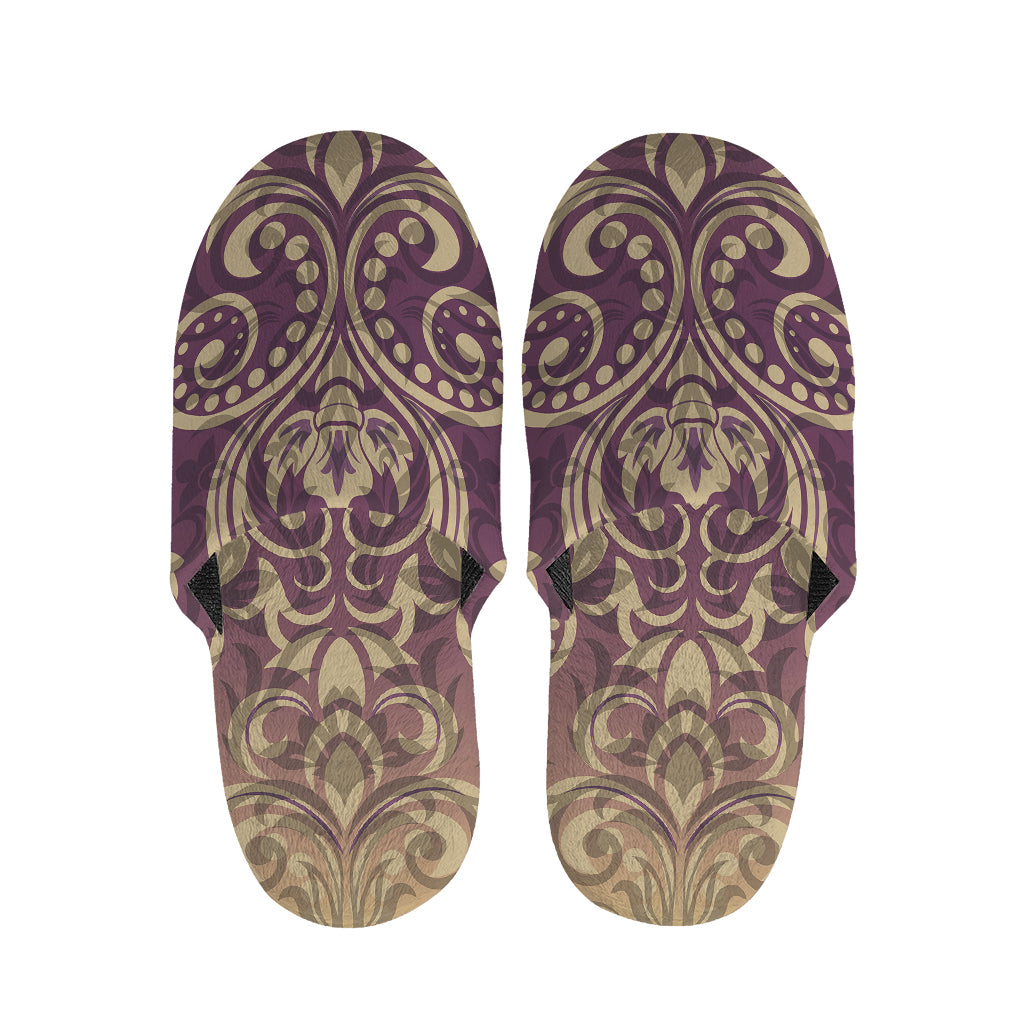 Vintage Western Damask Floral Print Slippers