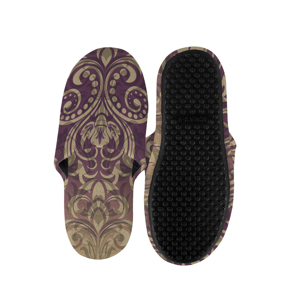 Vintage Western Damask Floral Print Slippers