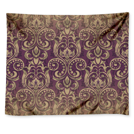 Vintage Western Damask Floral Print Tapestry