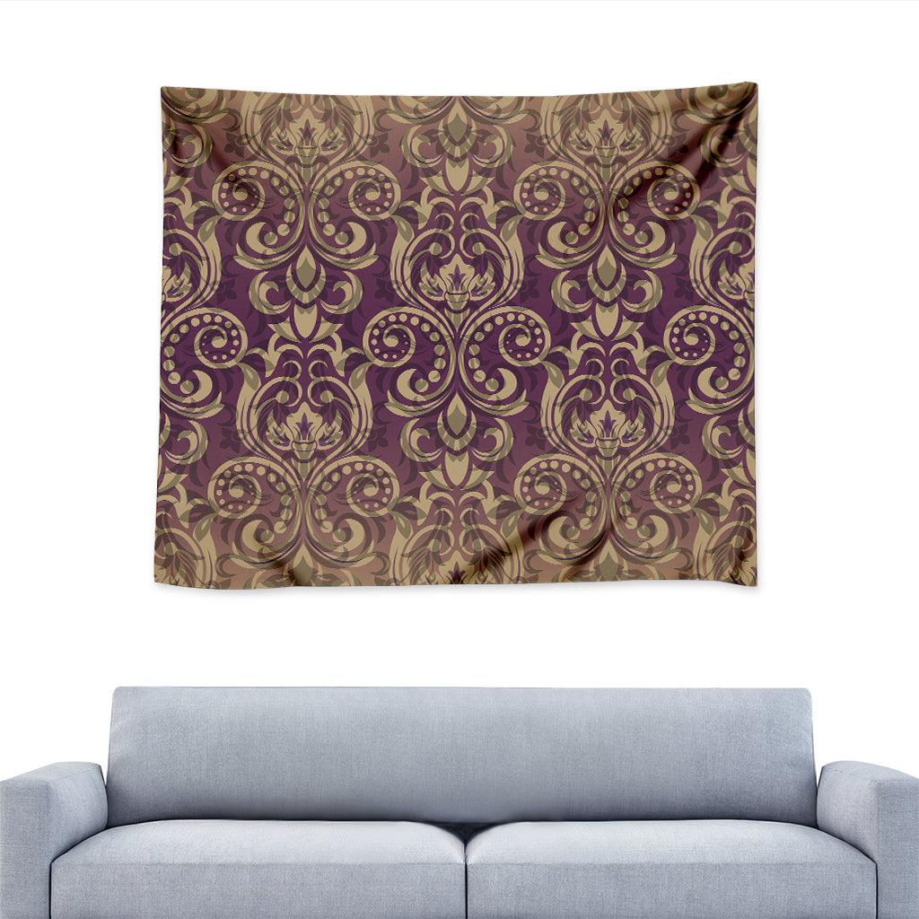 Vintage Western Damask Floral Print Tapestry