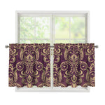 Vintage Western Damask Floral Print Tier Curtains