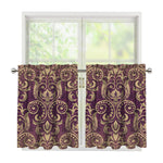 Vintage Western Damask Floral Print Tier Curtains