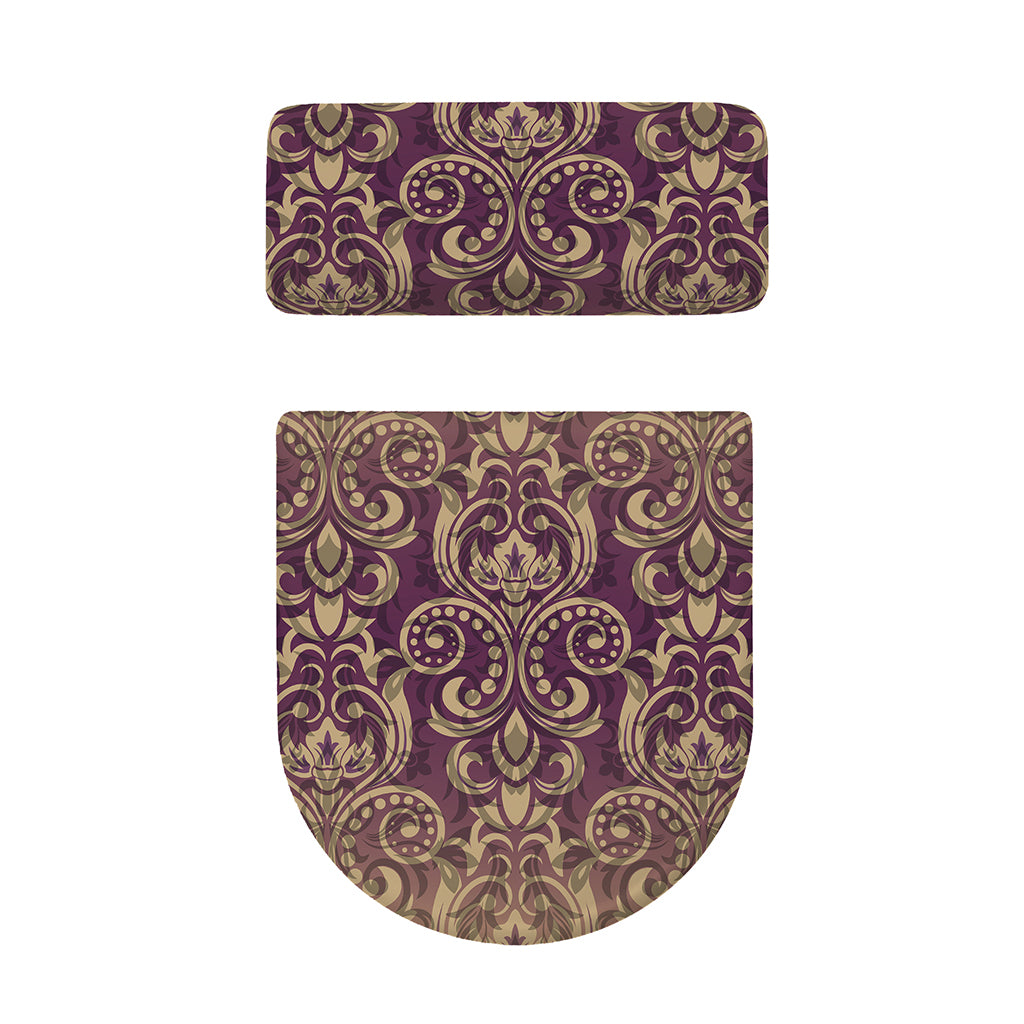 Vintage Western Damask Floral Print Toilet Lid And Tank Cover Set