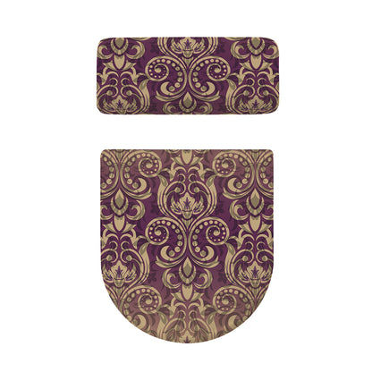 Vintage Western Damask Floral Print Toilet Lid And Tank Cover Set