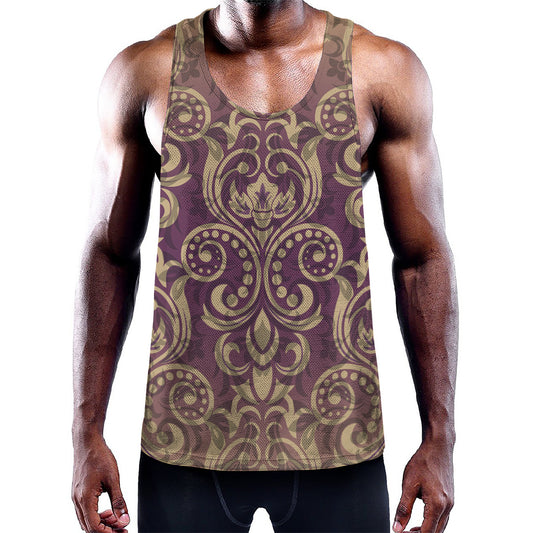 Vintage Western Damask Floral Print Training Tank Top