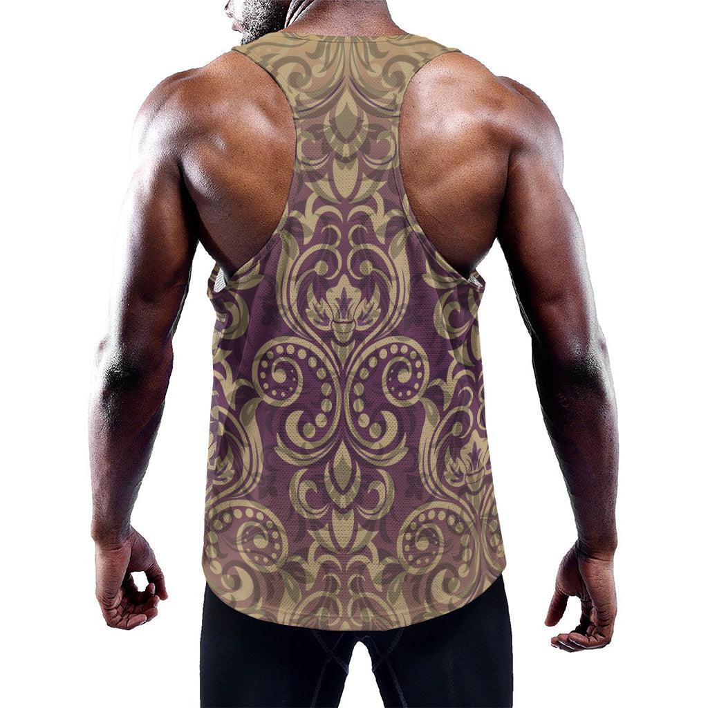 Vintage Western Damask Floral Print Training Tank Top