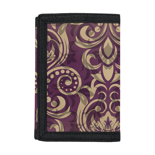 Vintage Western Damask Floral Print Trifold Wallet