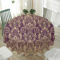 Vintage Western Damask Floral Print Waterproof Round Tablecloth