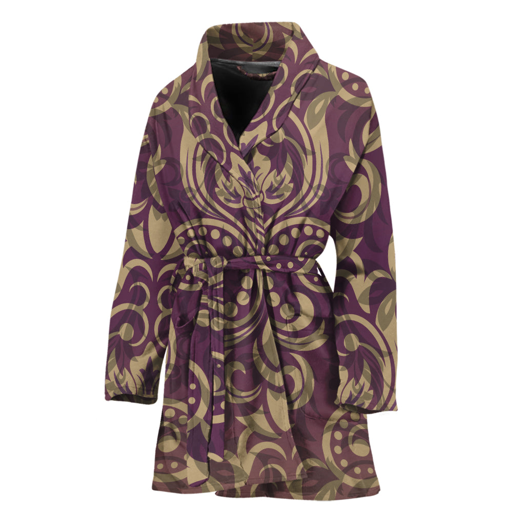 Vintage Western Damask Floral Print Women's Bathrobe