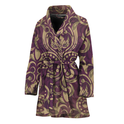 Vintage Western Damask Floral Print Women's Bathrobe