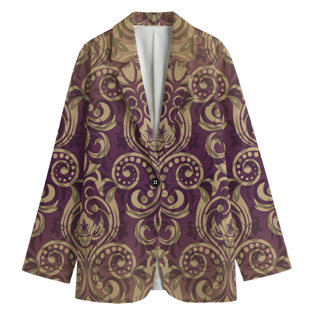 Vintage Western Damask Floral Print Women's Blazer