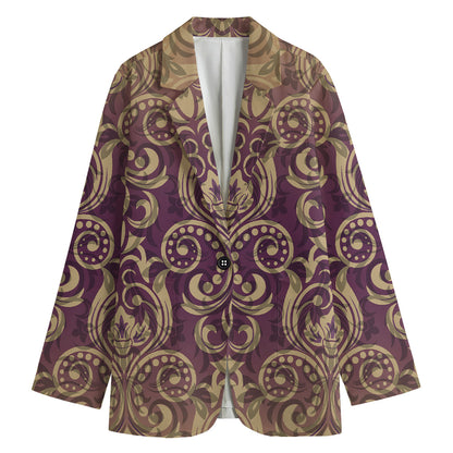Vintage Western Damask Floral Print Women's Blazer