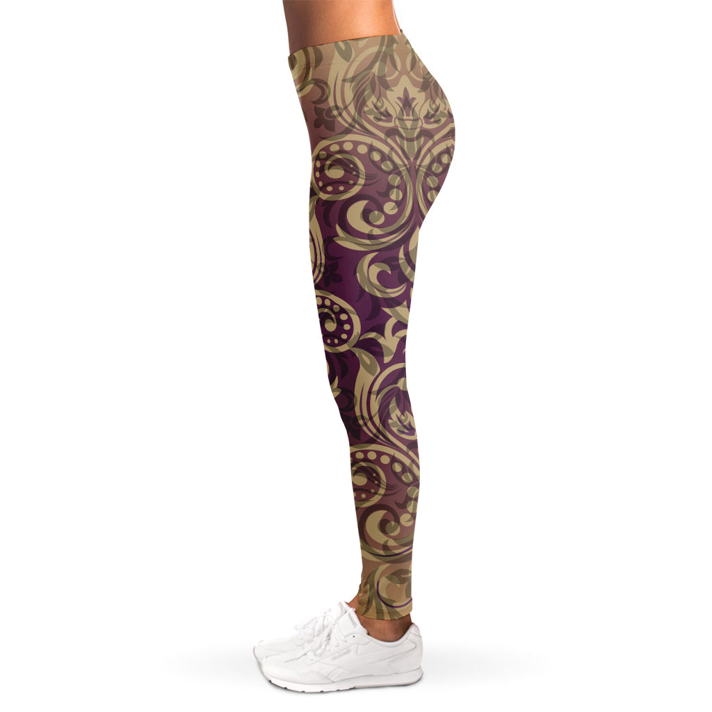 Vintage Western Damask Floral Print Women's Leggings