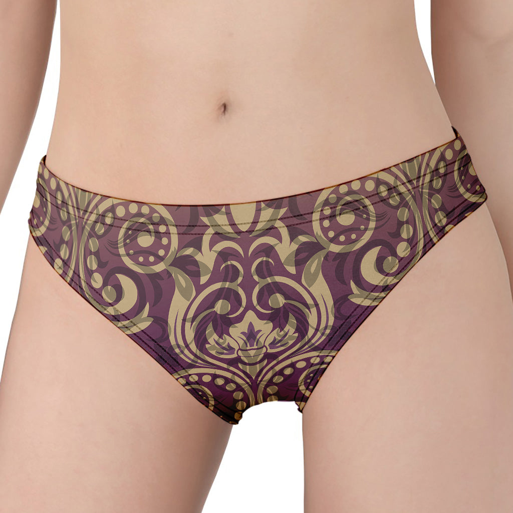 Vintage Western Damask Floral Print Women's Panties