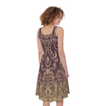 Vintage Western Damask Floral Print Women's Sleeveless Dress