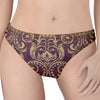 Vintage Western Damask Floral Print Women's Thong