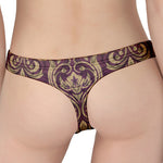 Vintage Western Damask Floral Print Women's Thong