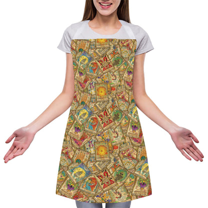 Vintage Wicca Tarot Card Print Adjustable Apron