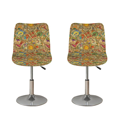 Vintage Wicca Tarot Card Print Bar Stool Covers