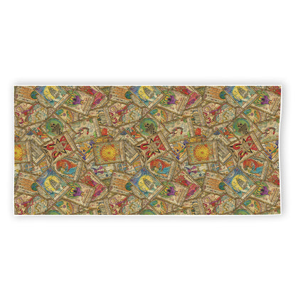 Vintage Wicca Tarot Card Print Beach Towel