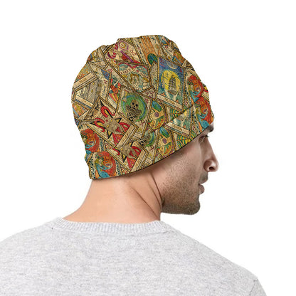 Vintage Wicca Tarot Card Print Beanie