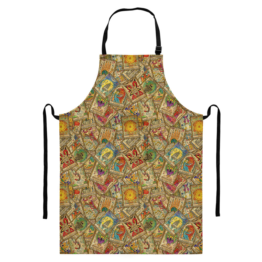 Vintage Wicca Tarot Card Print Bib Apron With Pocket