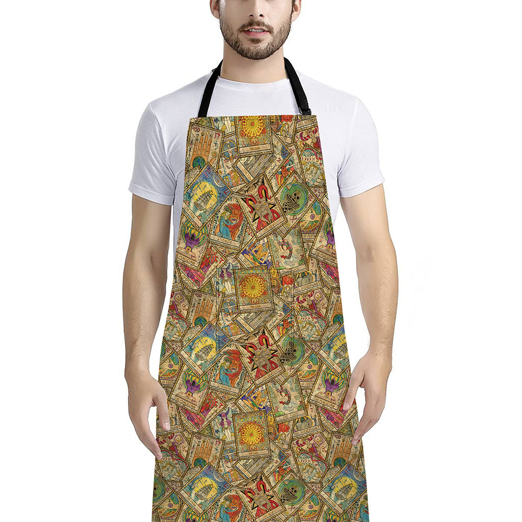 Vintage Wicca Tarot Card Print Bib Apron With Pocket