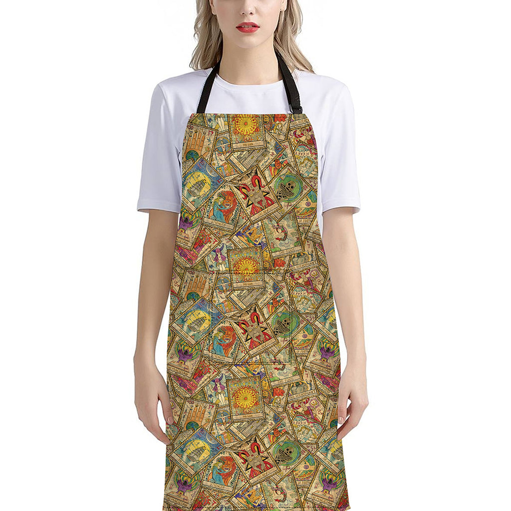 Vintage Wicca Tarot Card Print Bib Apron With Pocket