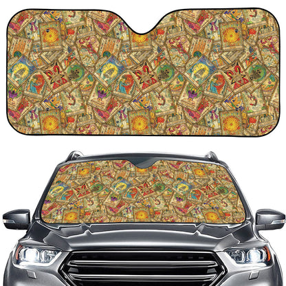 Vintage Wicca Tarot Card Print Car Windshield Sun Shade