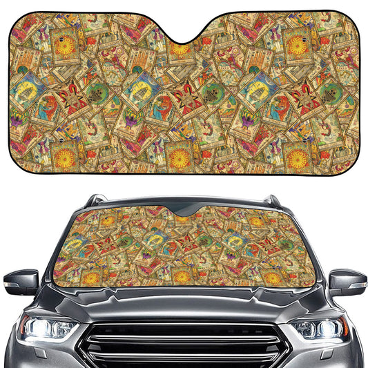 Vintage Wicca Tarot Card Print Car Windshield Sun Shade