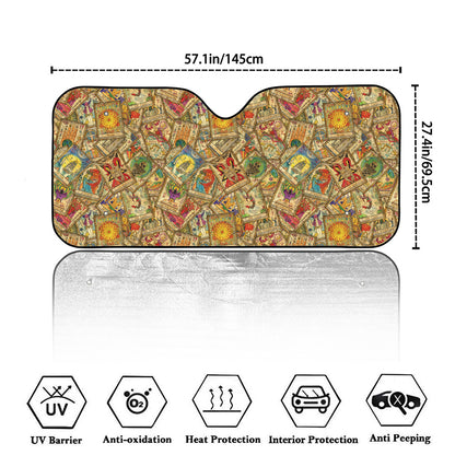 Vintage Wicca Tarot Card Print Car Windshield Sun Shade