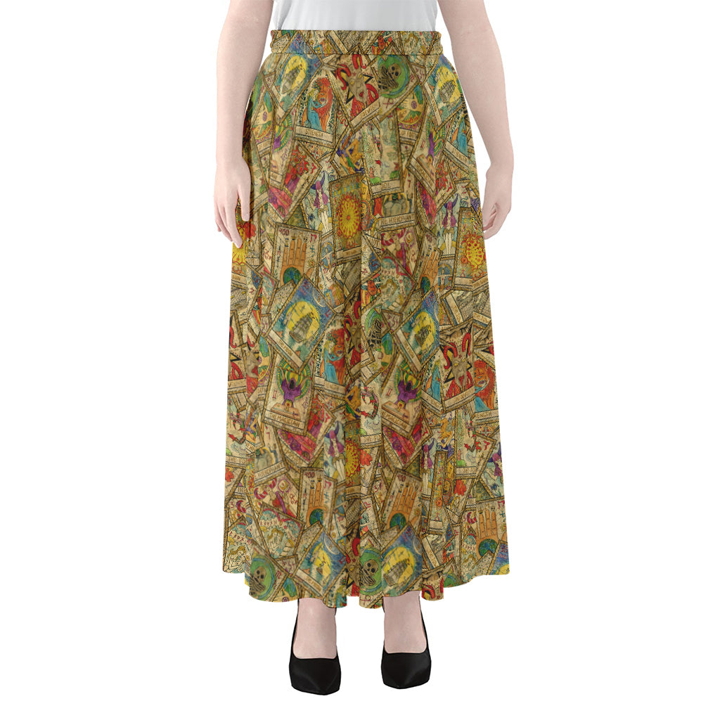 Vintage Wicca Tarot Card Print Chiffon Maxi Skirt