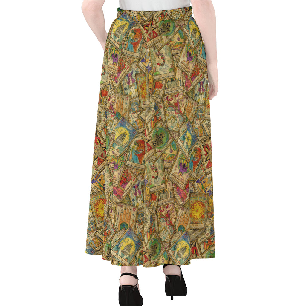 Vintage Wicca Tarot Card Print Chiffon Maxi Skirt