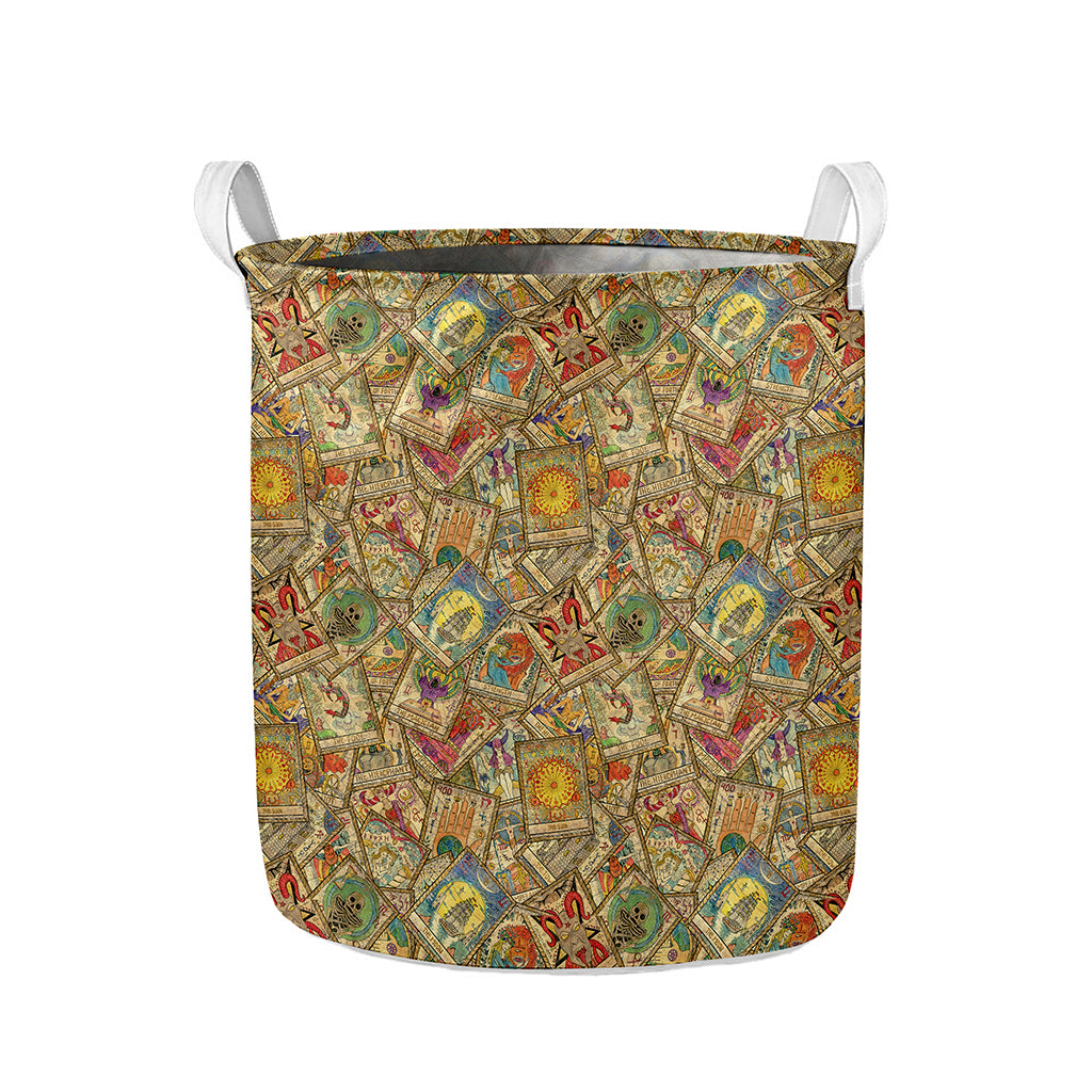 Vintage Wicca Tarot Card Print Collapsible Laundry Basket