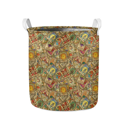Vintage Wicca Tarot Card Print Collapsible Laundry Basket
