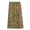 Vintage Wicca Tarot Card Print Cotton Front Slit Maxi Skirt