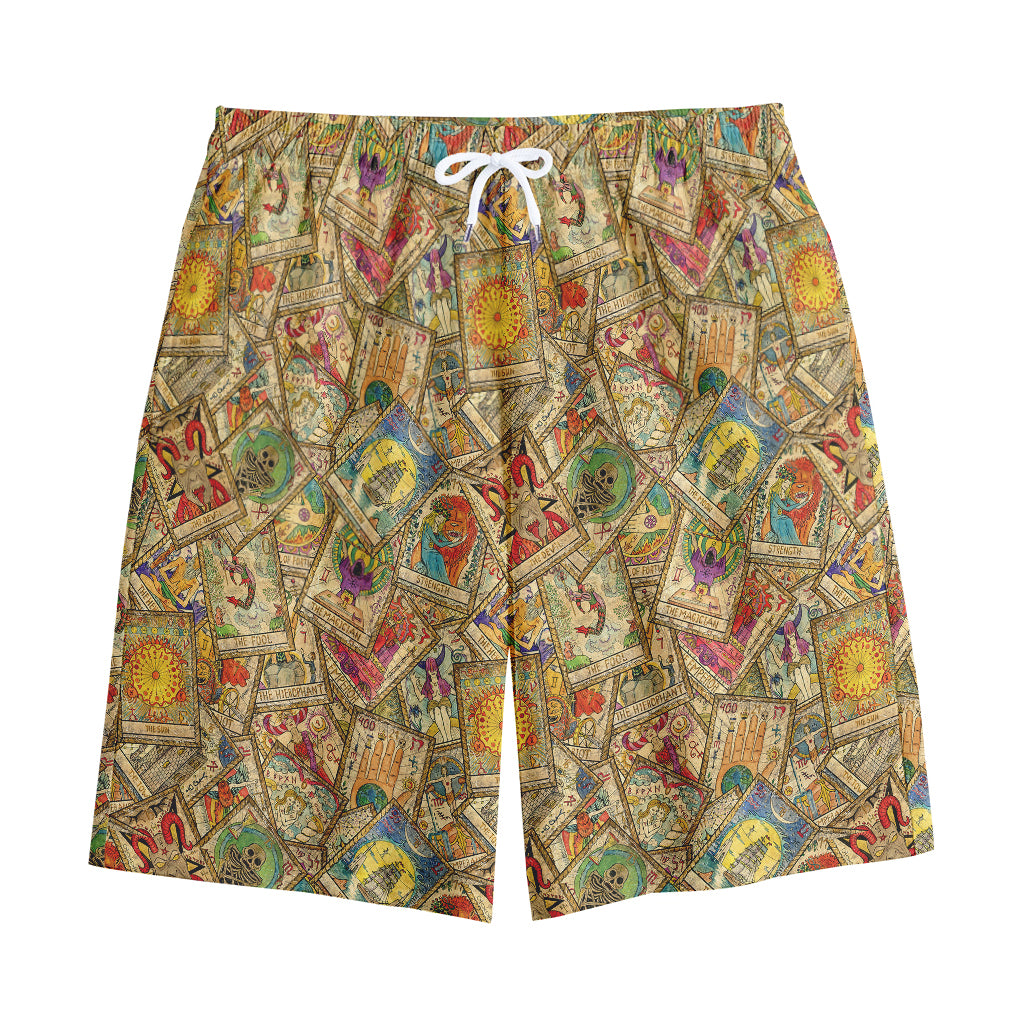 Vintage Wicca Tarot Card Print Cotton Shorts