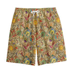 Vintage Wicca Tarot Card Print Cotton Shorts