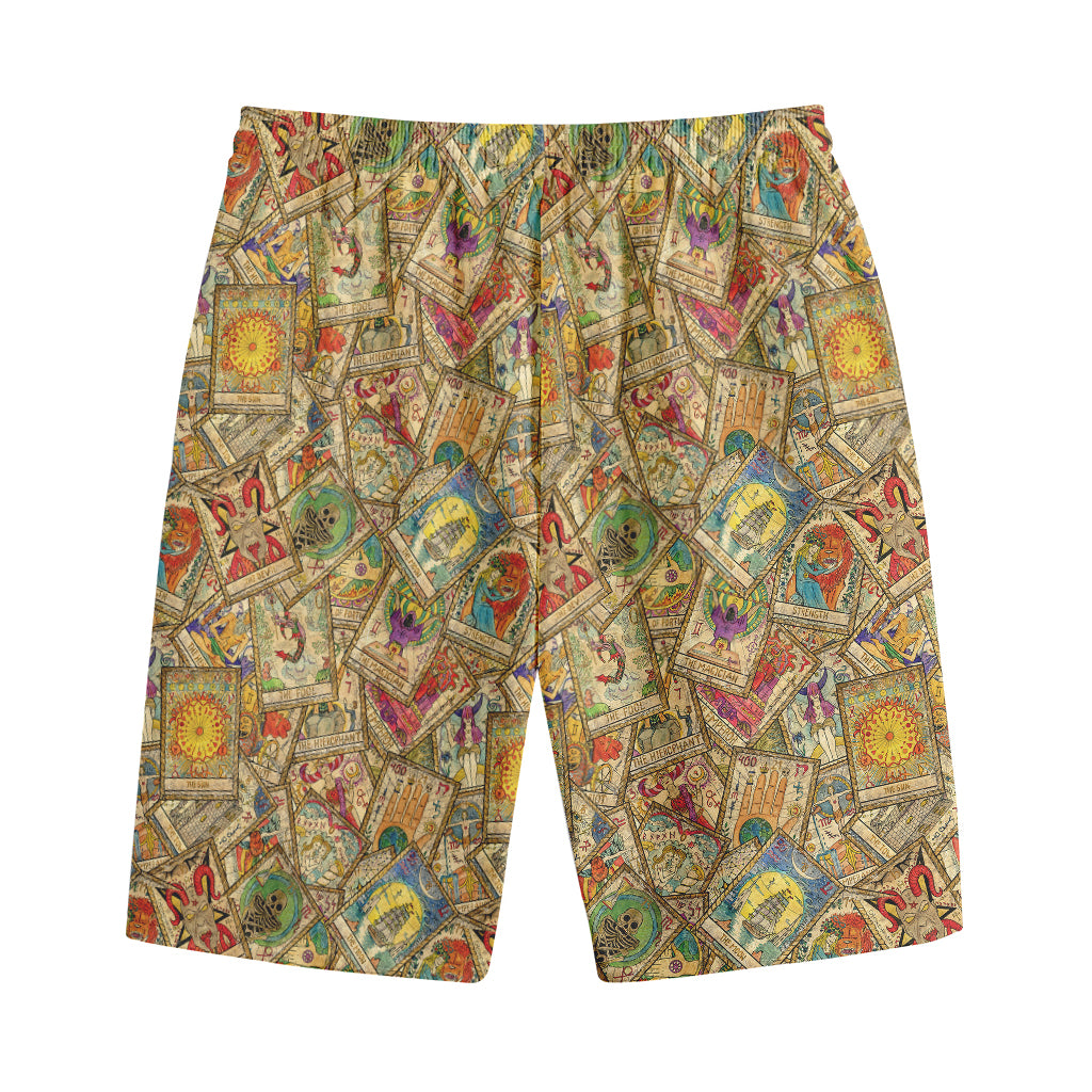 Vintage Wicca Tarot Card Print Cotton Shorts