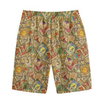 Vintage Wicca Tarot Card Print Cotton Shorts