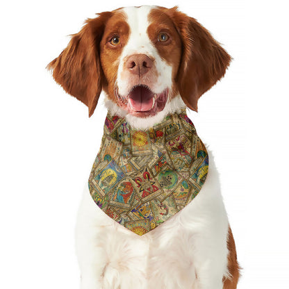 Vintage Wicca Tarot Card Print Dog Bandana