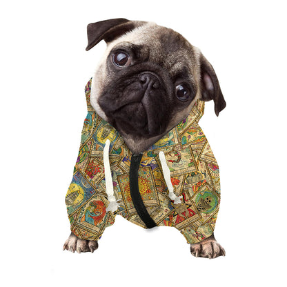Vintage Wicca Tarot Card Print Dog Zip Up Hoodie